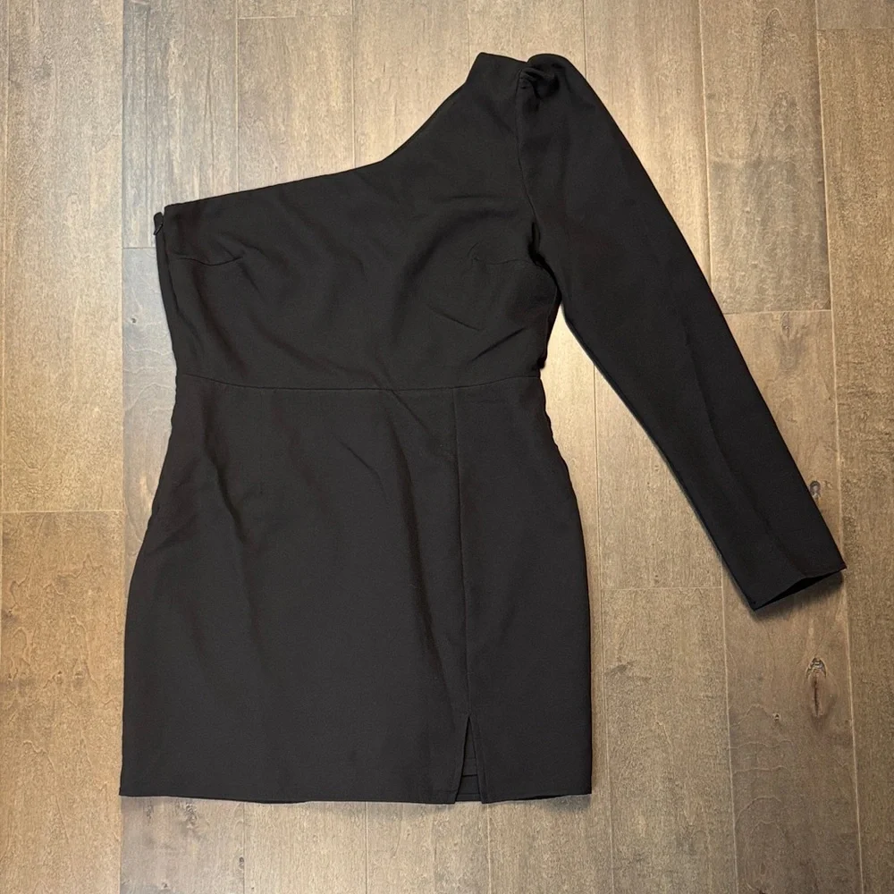 Lulu's All is Well Black One-Shoulder Long Sleeve Bodycon Dress - Picture 2 of 7